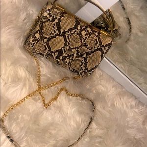 Faux snake skin bag with crossbody strap